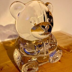 Charming Vintage Glass Teddy Bear Tea-light Holder